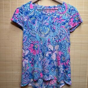 🐚 Lilly Pulitzer Etta Scoop Neck Tee - Pop Up Got Your Back EUC